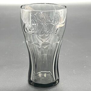 Coca-Cola Embossed Clear Smoke Glass Tumbler 16 Oz Classic Contour Design 6 inch